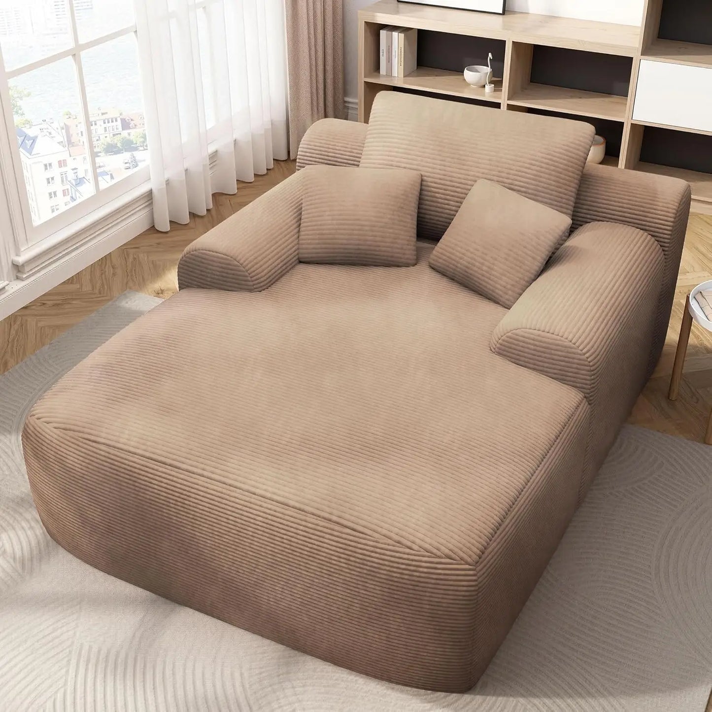 Sofa Chaise Lounge Chair Indoor Plush Corduroy Cloud Couch