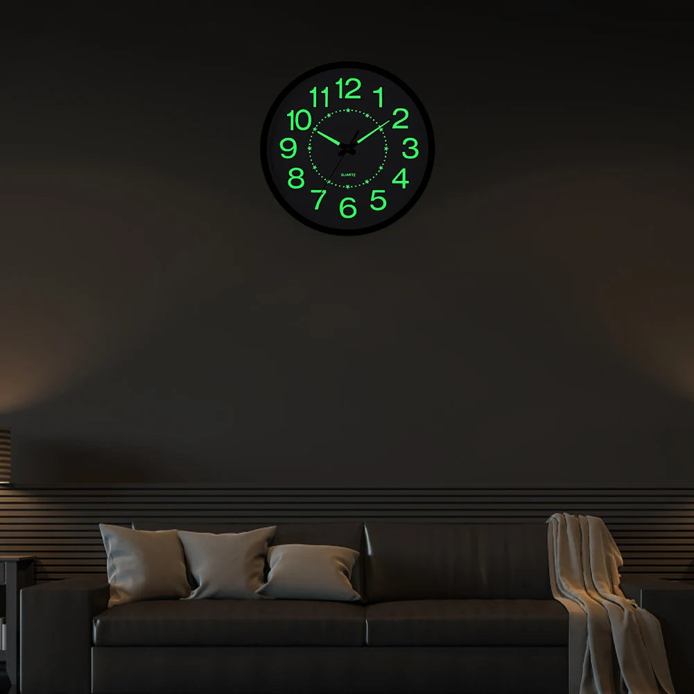 APWIKOGER Glow In The Dark Round Wall Clock Non Ticking Numerals And Hands