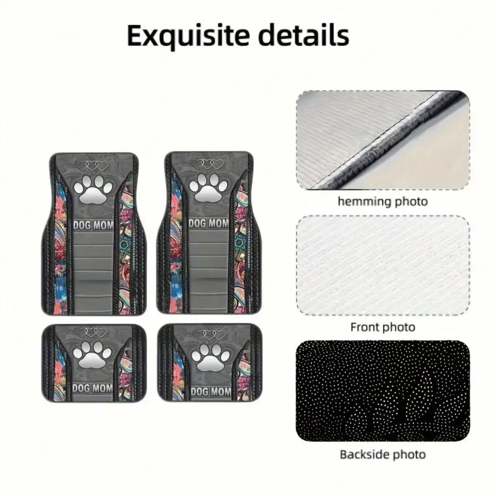 Deluxe Heart Paw Print Car Mats for Front Rear Seats