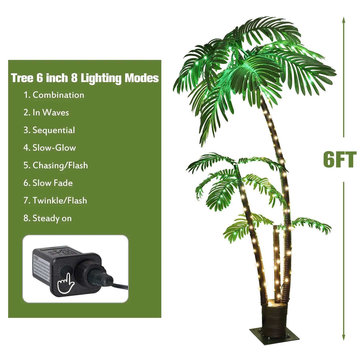 Solar LED Palm Tree Lighted Decoration For Tiki Bar