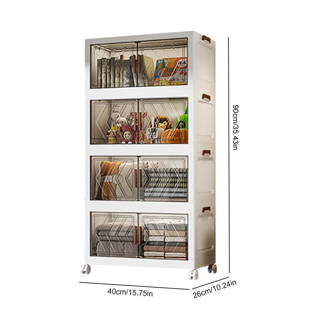 AlloetCN 4 Tier Stackable Storage Bins With Lids And Doors