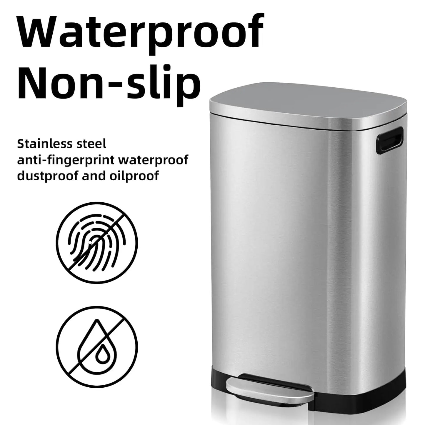 13 Gallon Trash Can with Lid, Trash Can with Removable Inner Bucket and Lid Soft Close, Pedal Rubbish Bin for Home Office