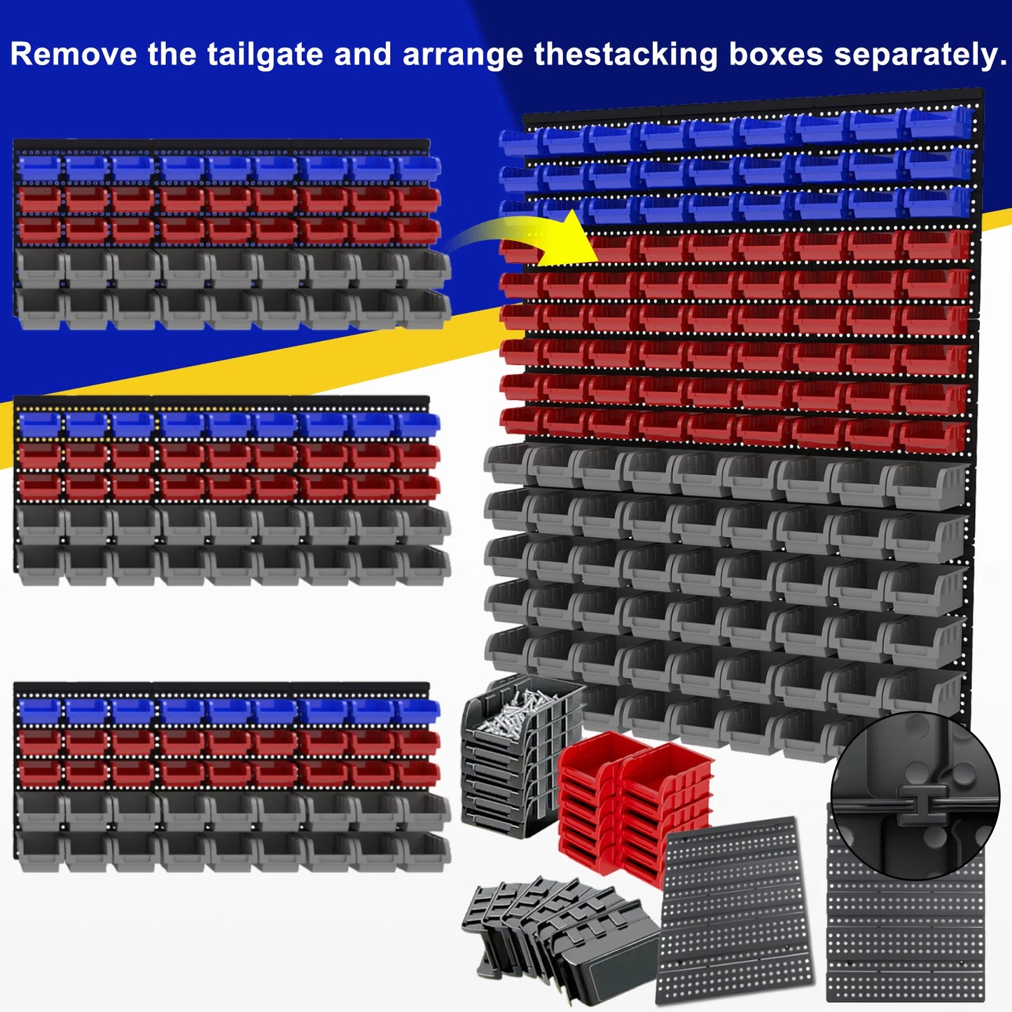 NONECN Wall Mounted Tool Organizer System With Bins And Holders