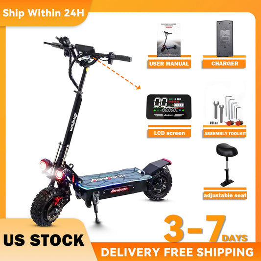 Arwibon 5600W Dual Motor Electric Scooter Foldable Seat
