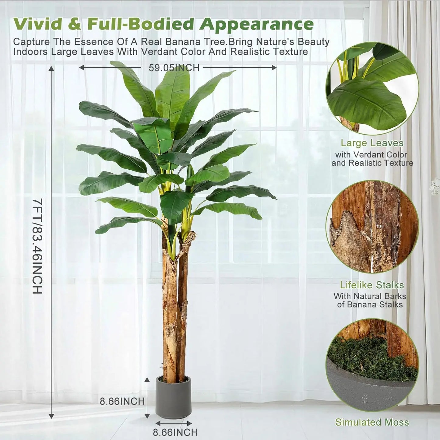 HiMISSCN Artificial Banana Tree With Planter Indoor Decor