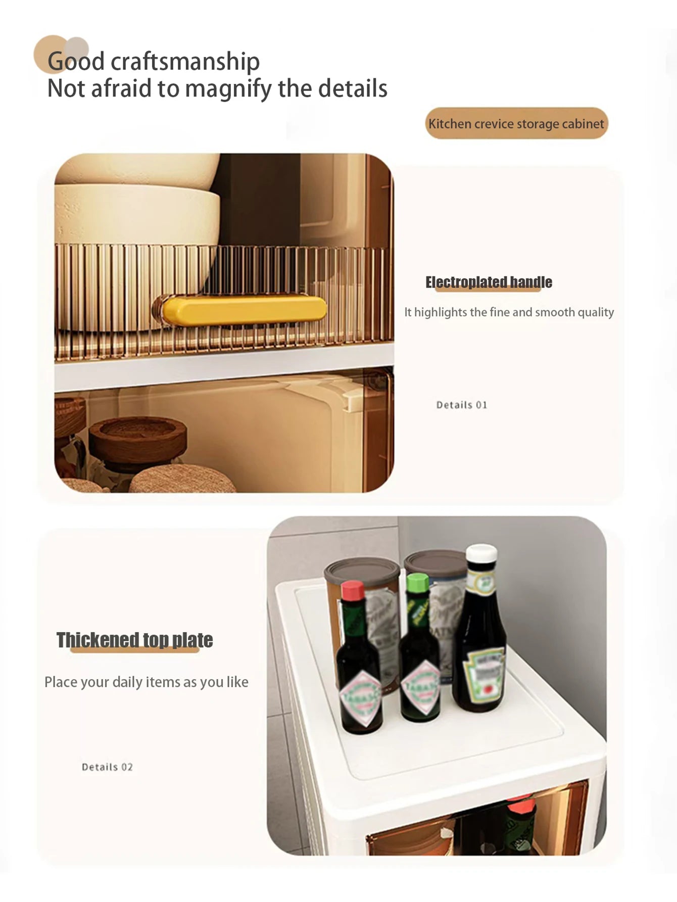 5 Layer Narrow Gap Storage Cabinet Plastic Office Organizer