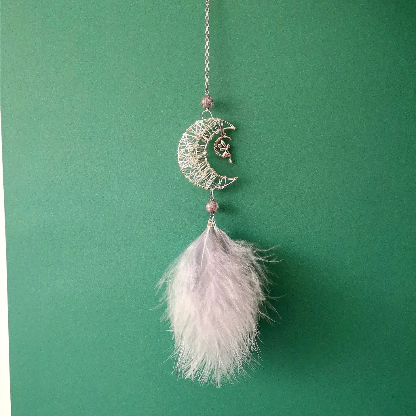 NONECN Car Hang Ornaments Moon Stars Feather Wind Chimes