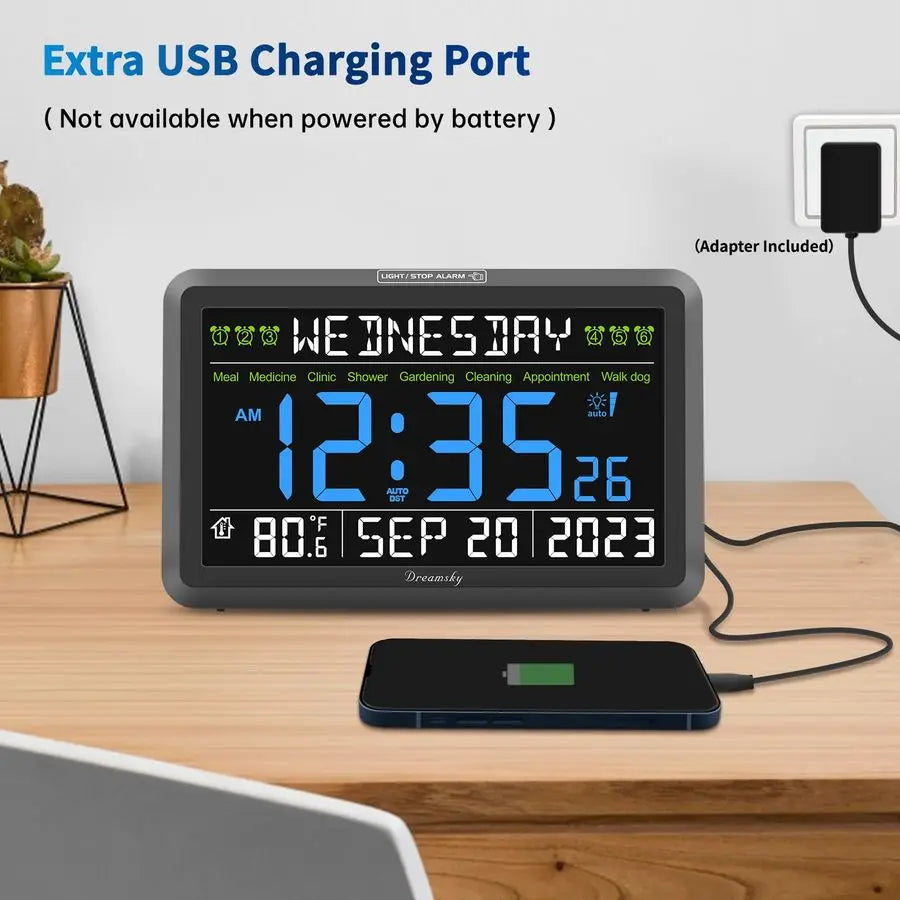 XMSJ Digital Calendar Clock for Seniors with Date and Day