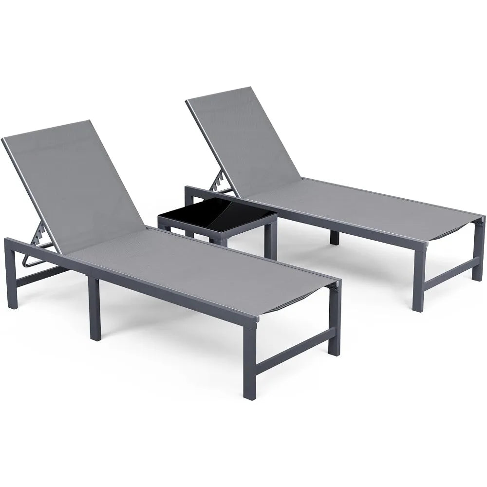 Outdoor Lounge Chair Set of Three With Table for Poolside