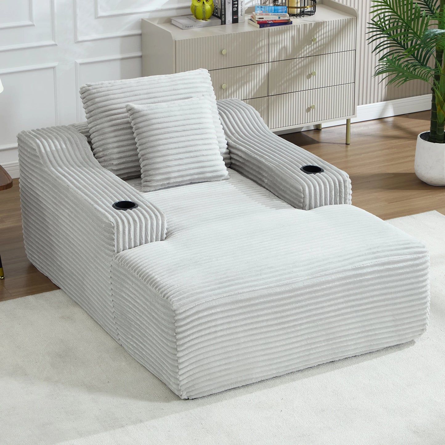 Corduroy Chaise Lounge Chair For Living Room And Bedroom