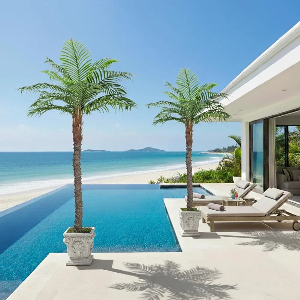 DAFIFY Artificial Cane Palm Tree For Indoor And Outdoor Use