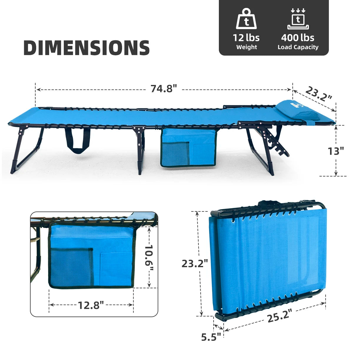 Tisetrail 2-Pack 5-Position Folding Chaise Lounges Outdoor Sun Chairs