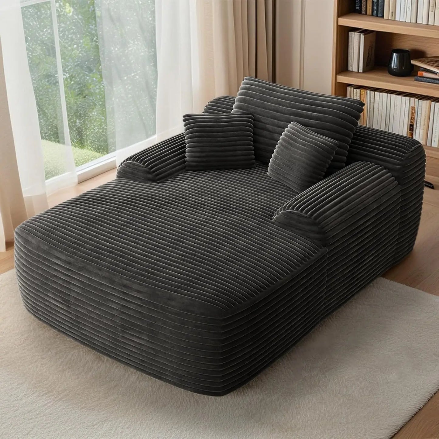 Sofa Chaise Lounge Chair Indoor Plush Corduroy Cloud Couch