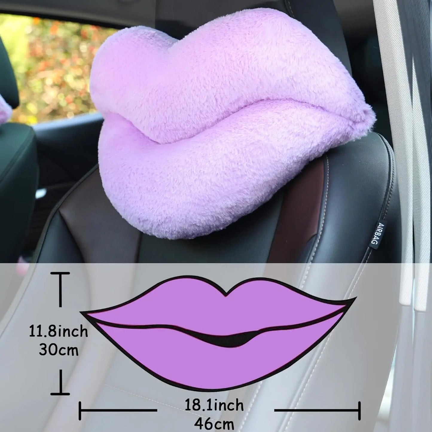 Lip Shaped Car Headrest Pillows Dual Pack for Driving Comfort