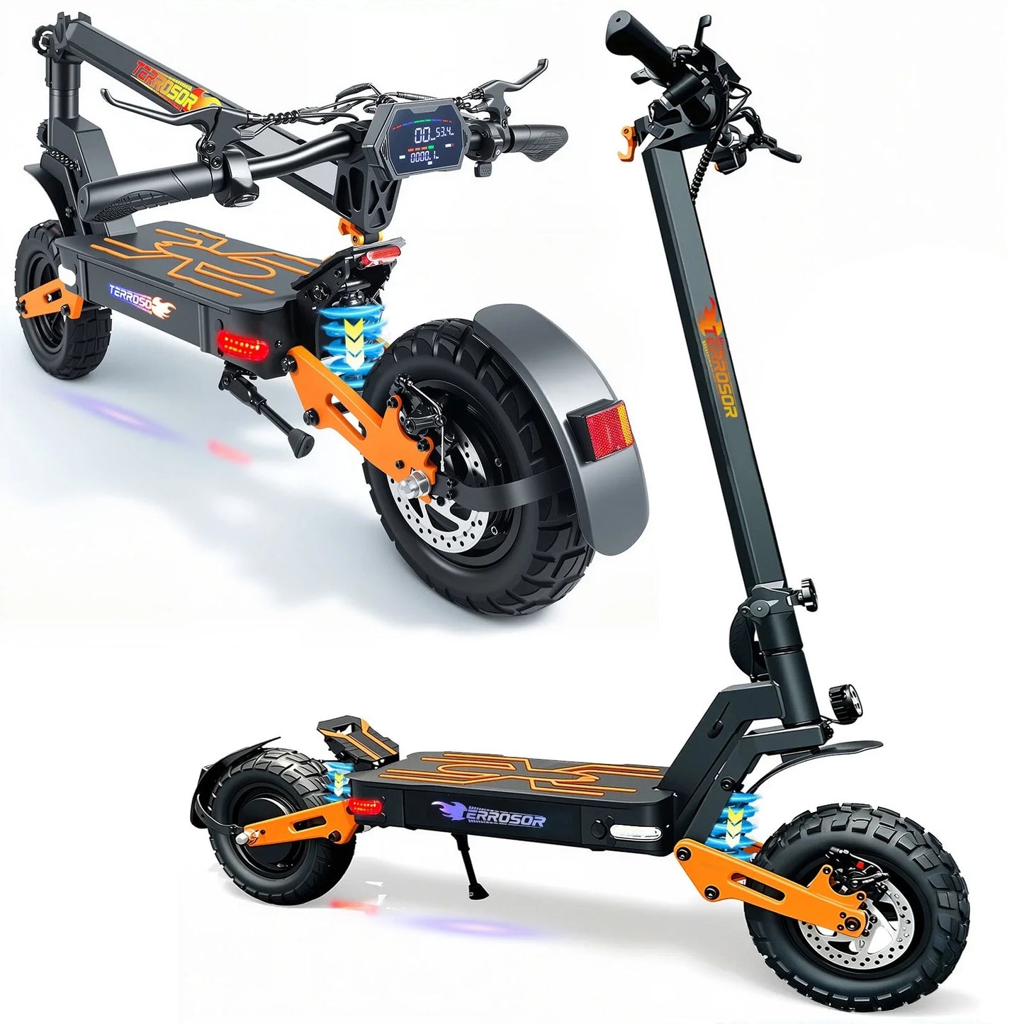 Electric Folding Scooter T10 1200W Dual Suspension 40mph 30mi Range
