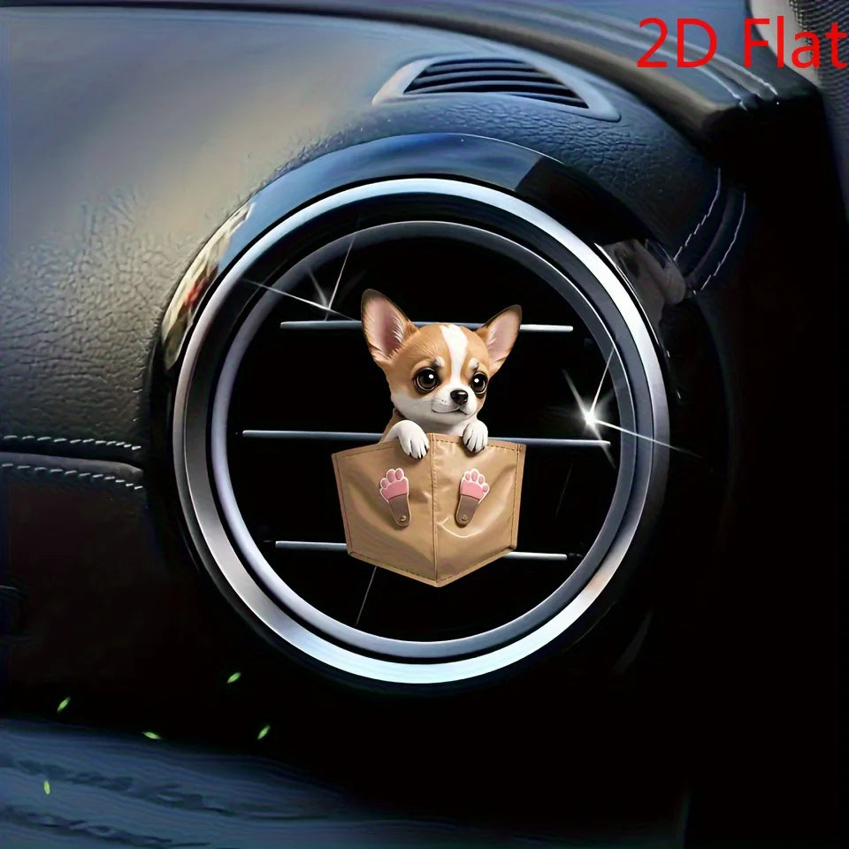 NONECN Chihuahua Car Air Freshener 2D Acrylic Aromatherapy Vent Clip