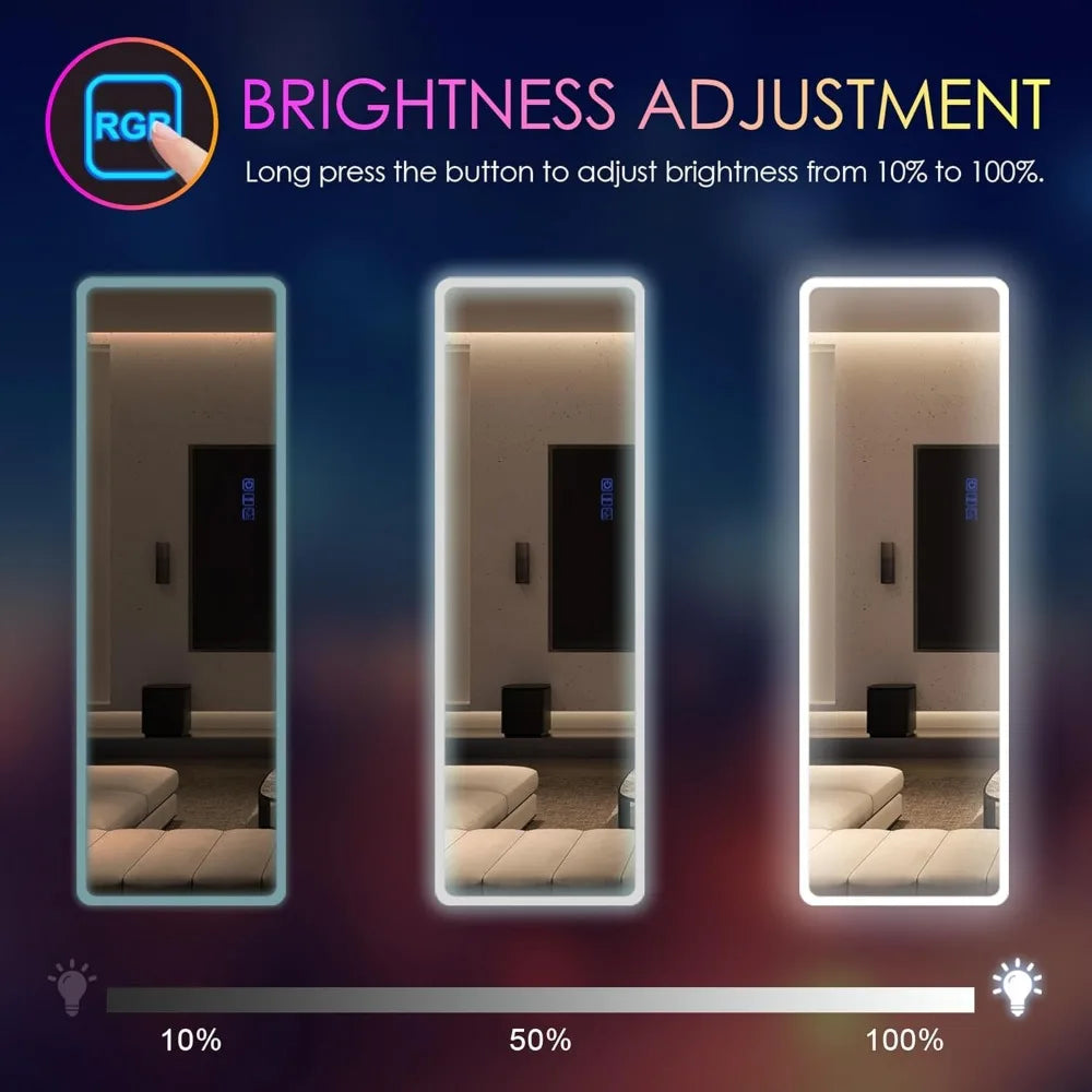 LED RGB Lighted Wall Mirror With Lights Over Door Hanging Mirror For Home