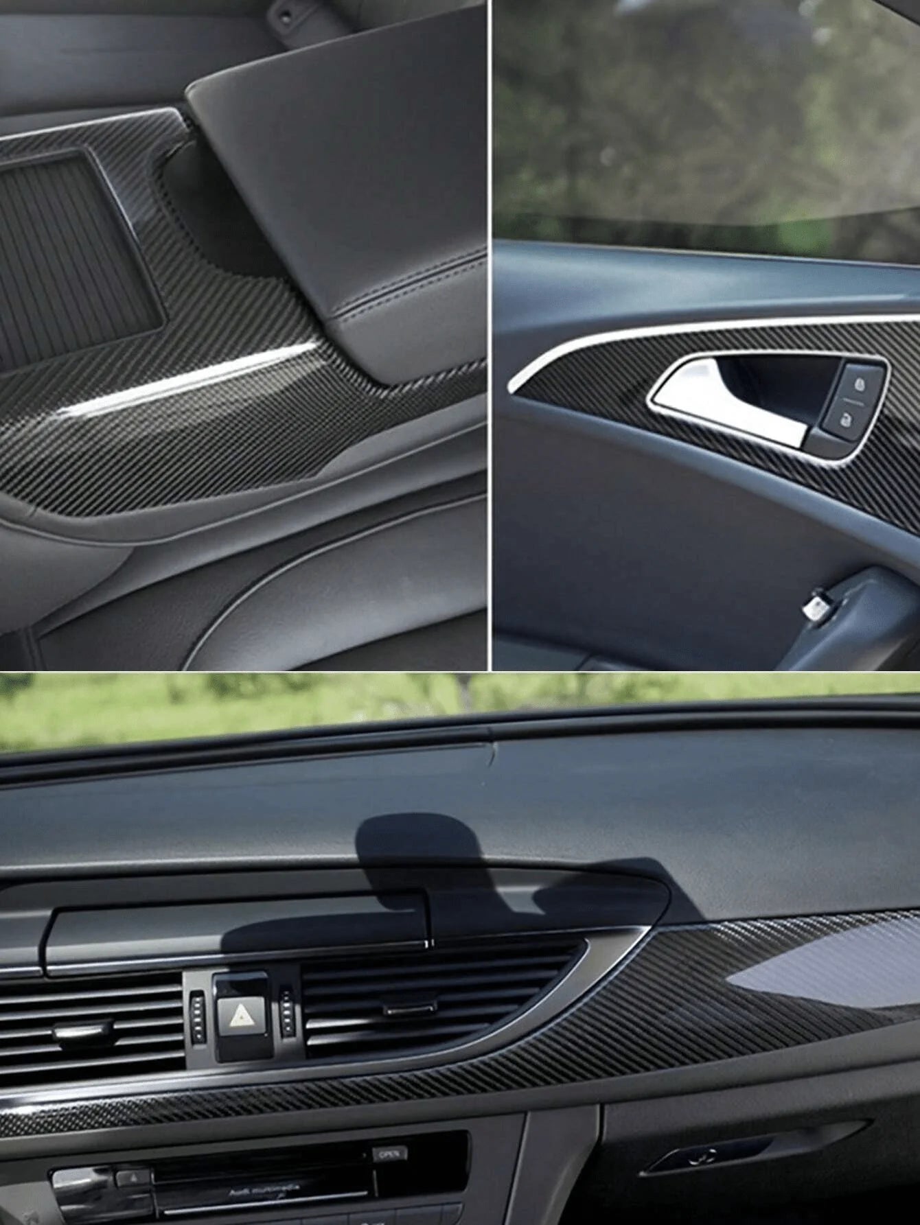 Glossy Carbon Fiber Vinyl Wrap For Car Interior Trim