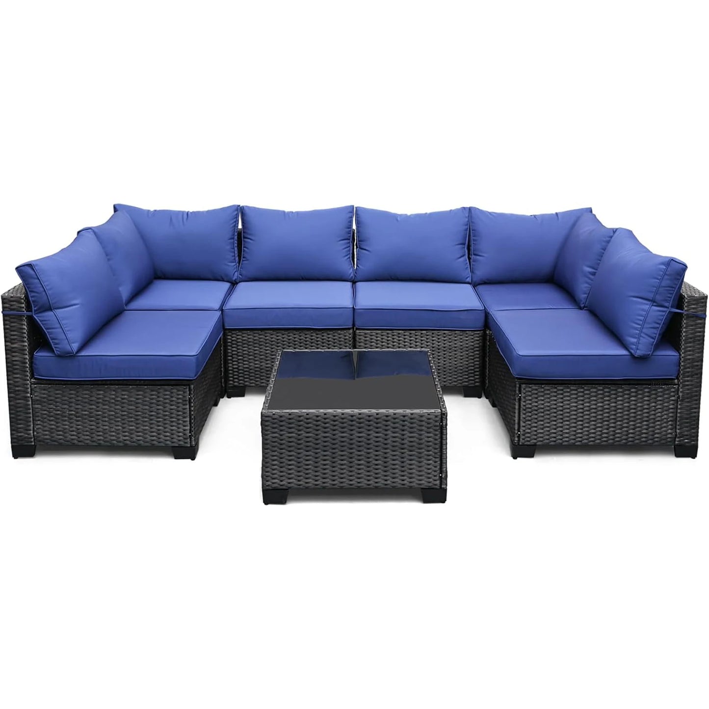 HobbyLane 7 Piece Modular Outdoor Furniture Set PE Rattan Wicker