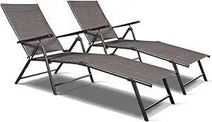 Folding Patio Chaise Lounge Chairs With Adjustable Backrests