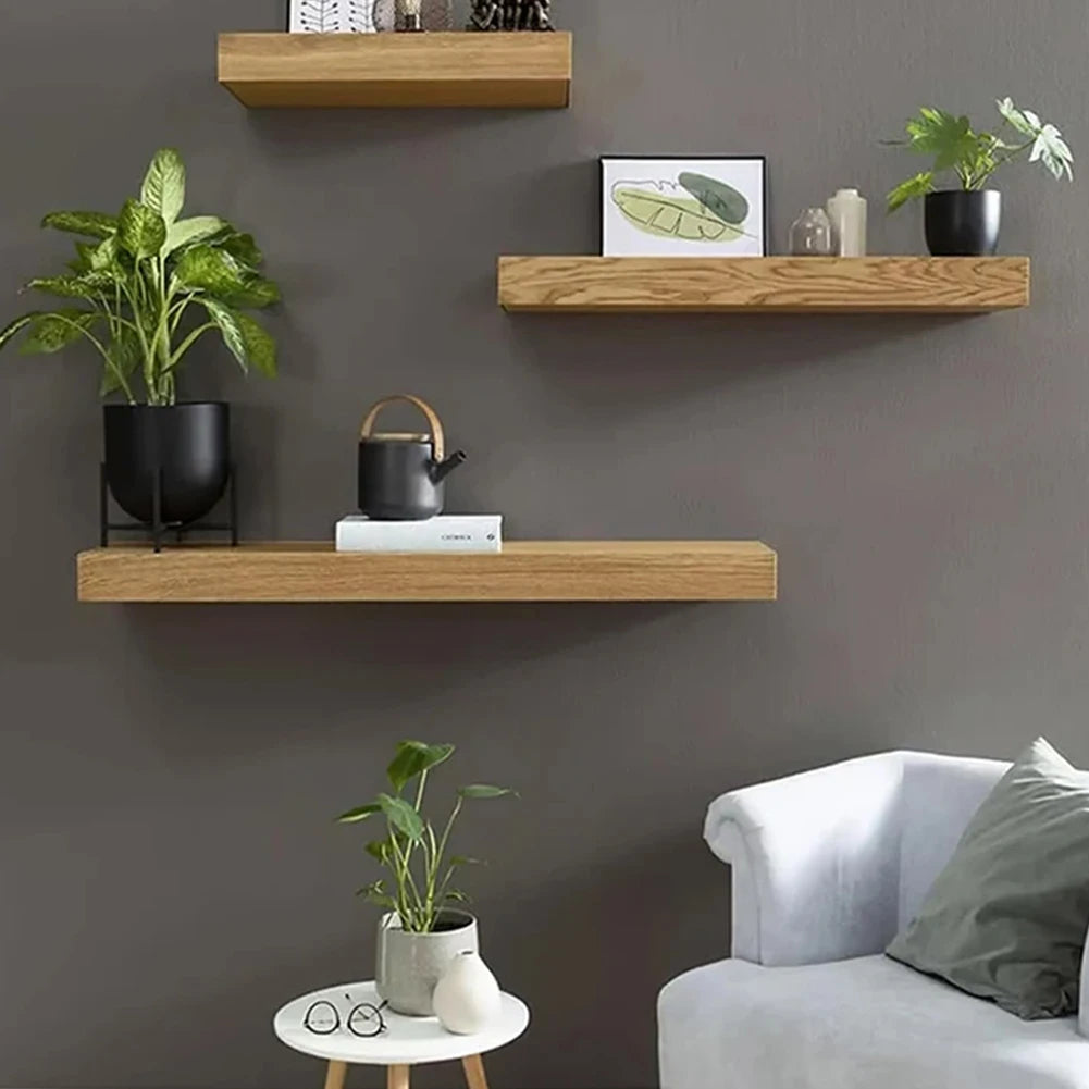 Wooden Flap Shelf With Concealed Secret Compartment Wall Mounted