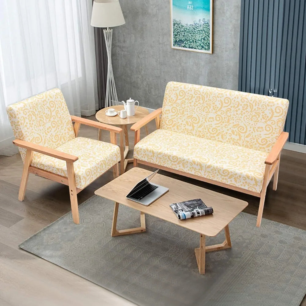Medieval Style Wooden Sofa Set Upholstered Lounge Chairs Living Room Furniture