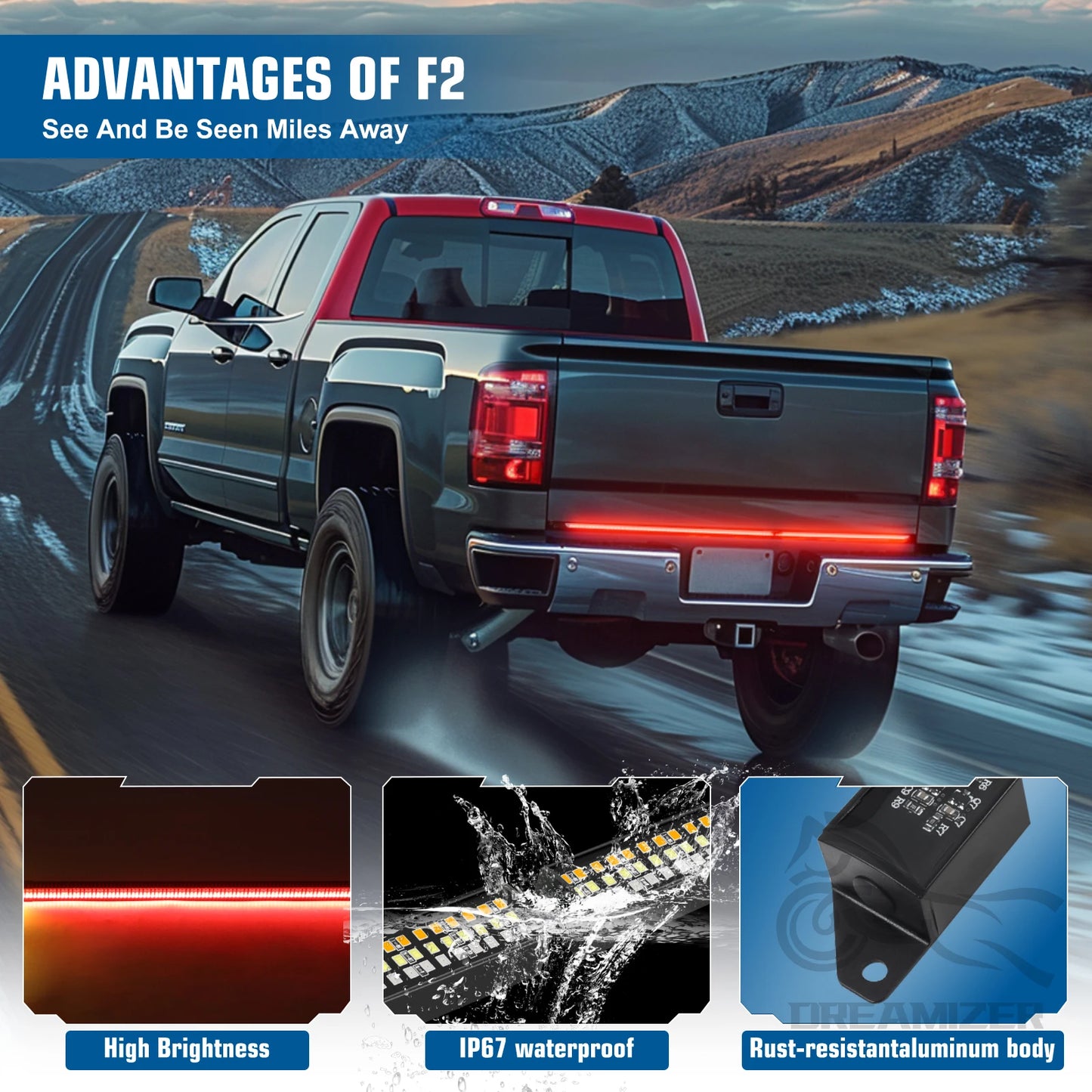 Tailgate LED Light Bar Universal Brake Turn Signal For Vehicle
