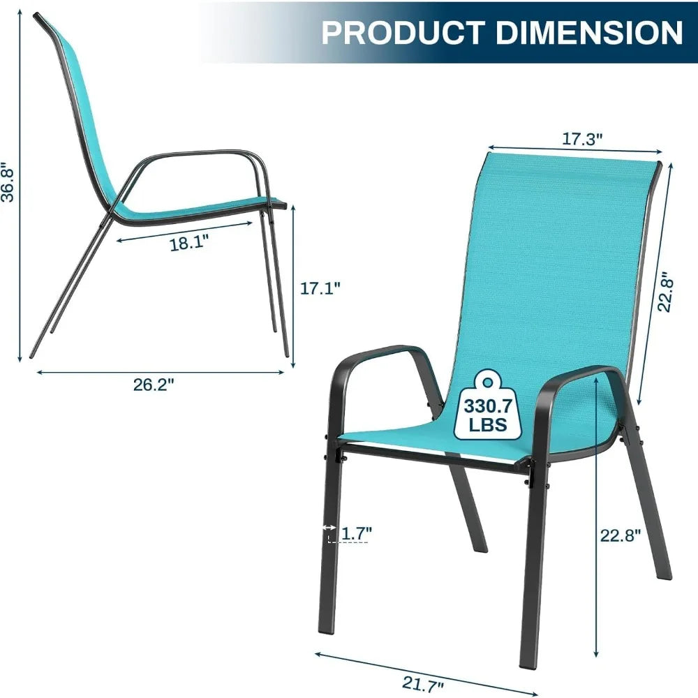 Patio Dining Stackable All Weather Chairs With Armrests