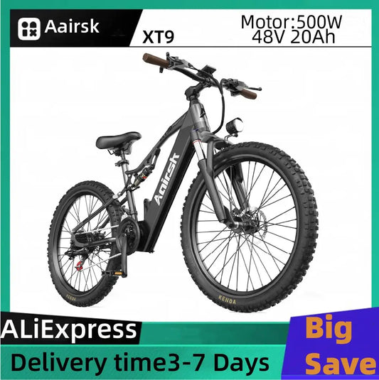 Aairsk XT90 Electric Fat Tire Mountain Bike 500W Brushless Motor