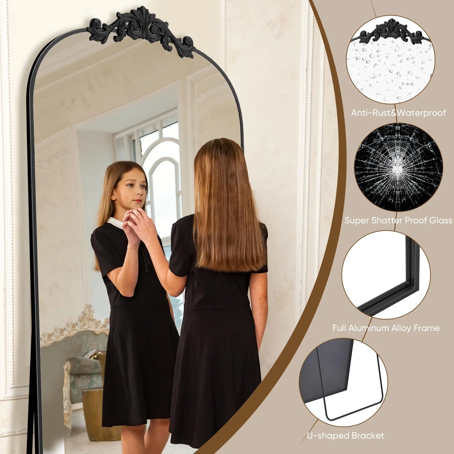 Antok Full Length Mirror With Carved Standing Halling