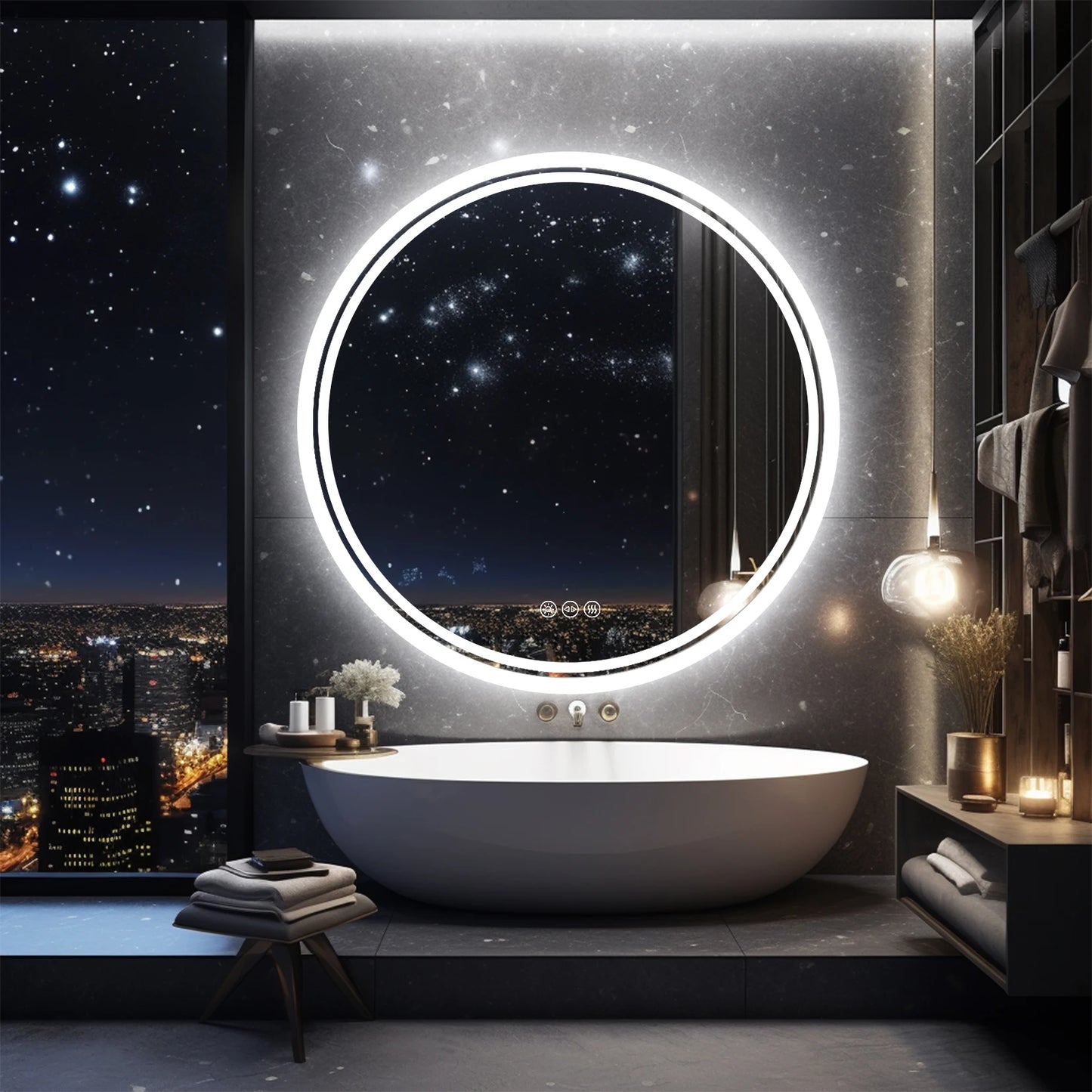 Wisfor LED Round Bathroom Mirror With Backlit Anti-Fog