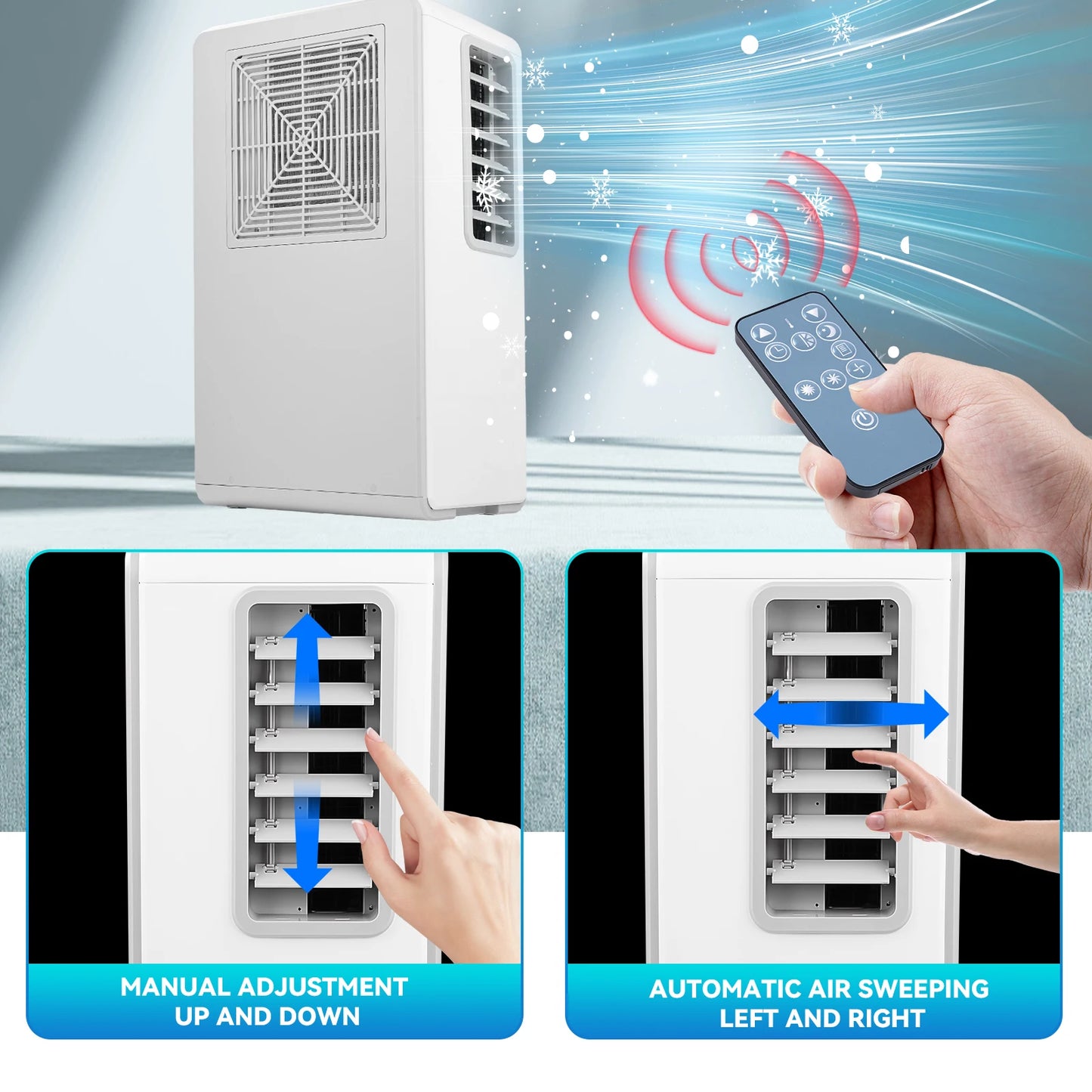 Portable Air Conditioner Cooler Dehumidifier With 12H Timer Remote Control