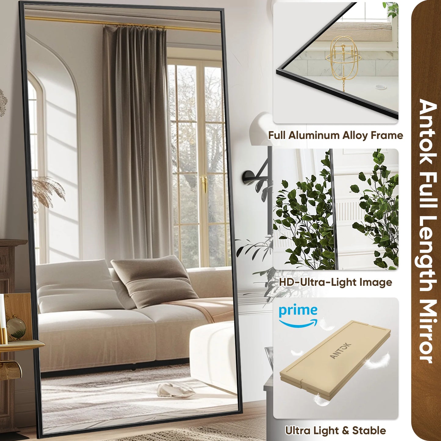 Antok Full Length Mirror With Stand Rectangular Design For Bedroom