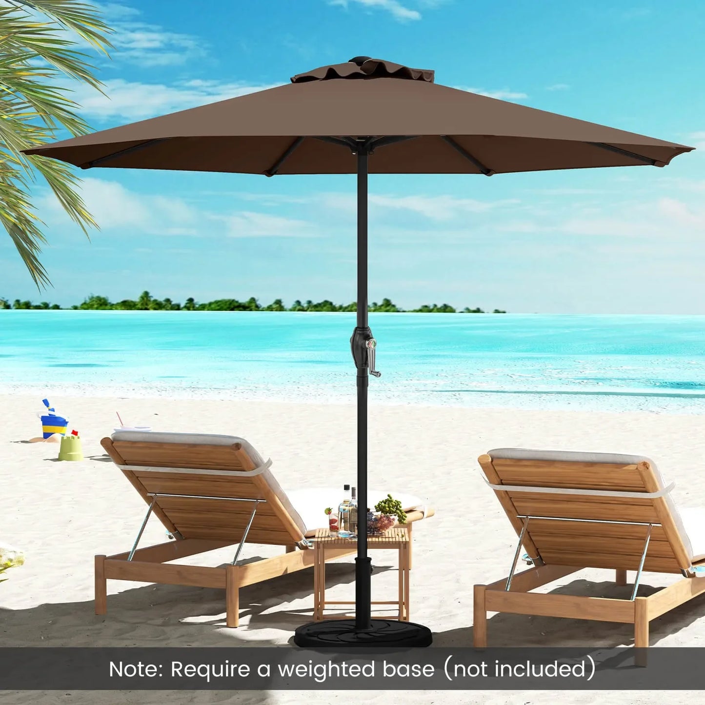 Outdoor Patio Umbrella With 8 Heavy Duty Ribs Sunproof