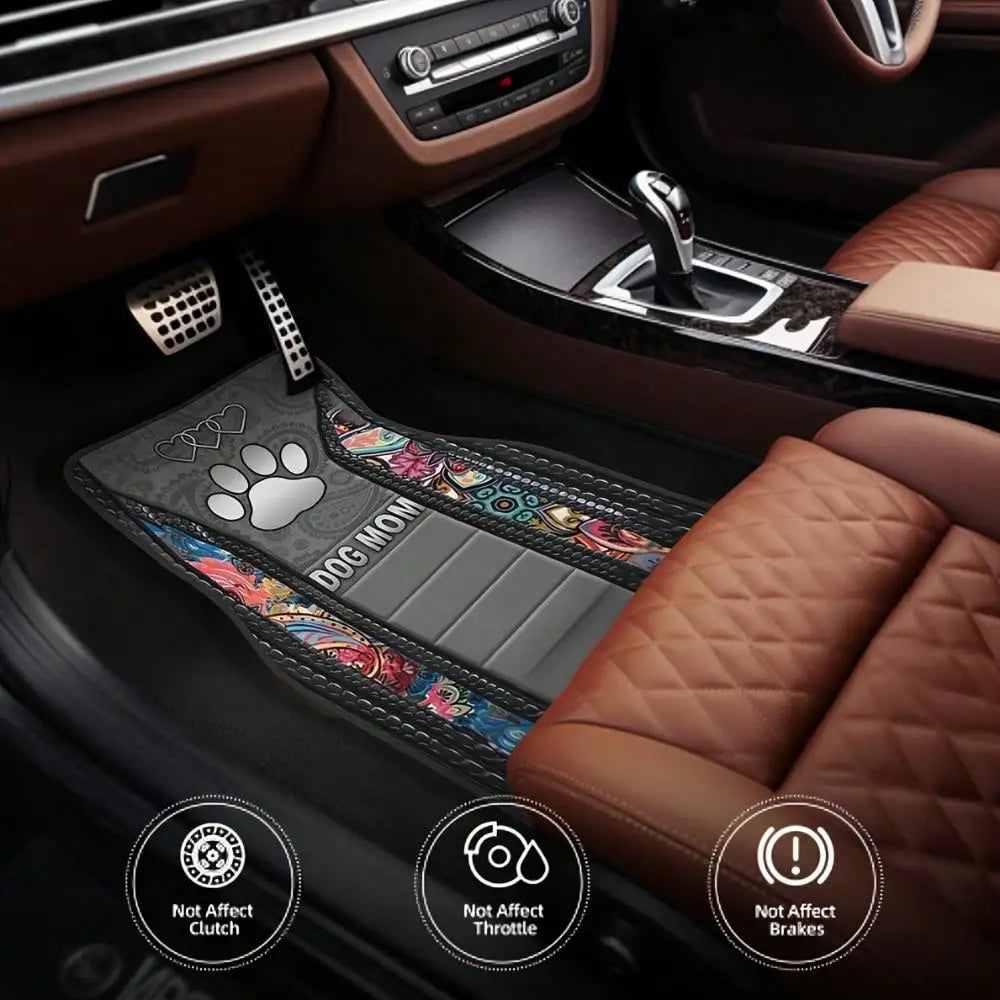 Deluxe Heart Paw Print Car Mats for Front Rear Seats
