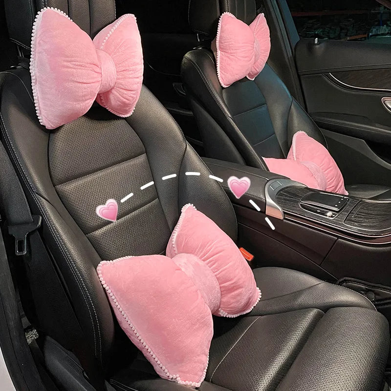 NONEF Car Waist Neck Pillow Plush Headrest Lumbar Support