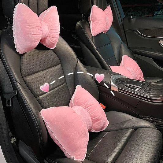 NONEF Car Waist Neck Pillow Plush Headrest Lumbar Support