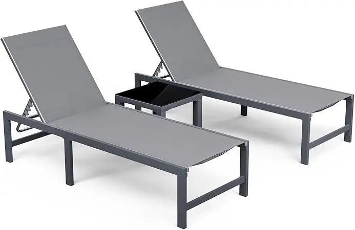 Outdoor Lounge Chair Set of Three With Table for Poolside