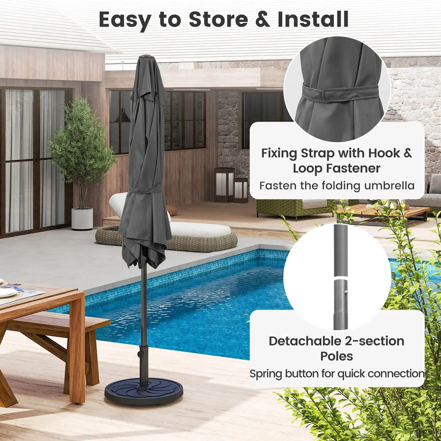 LIFEZEAL Patio Umbrella With Push Button Tilt Heavy Duty Market