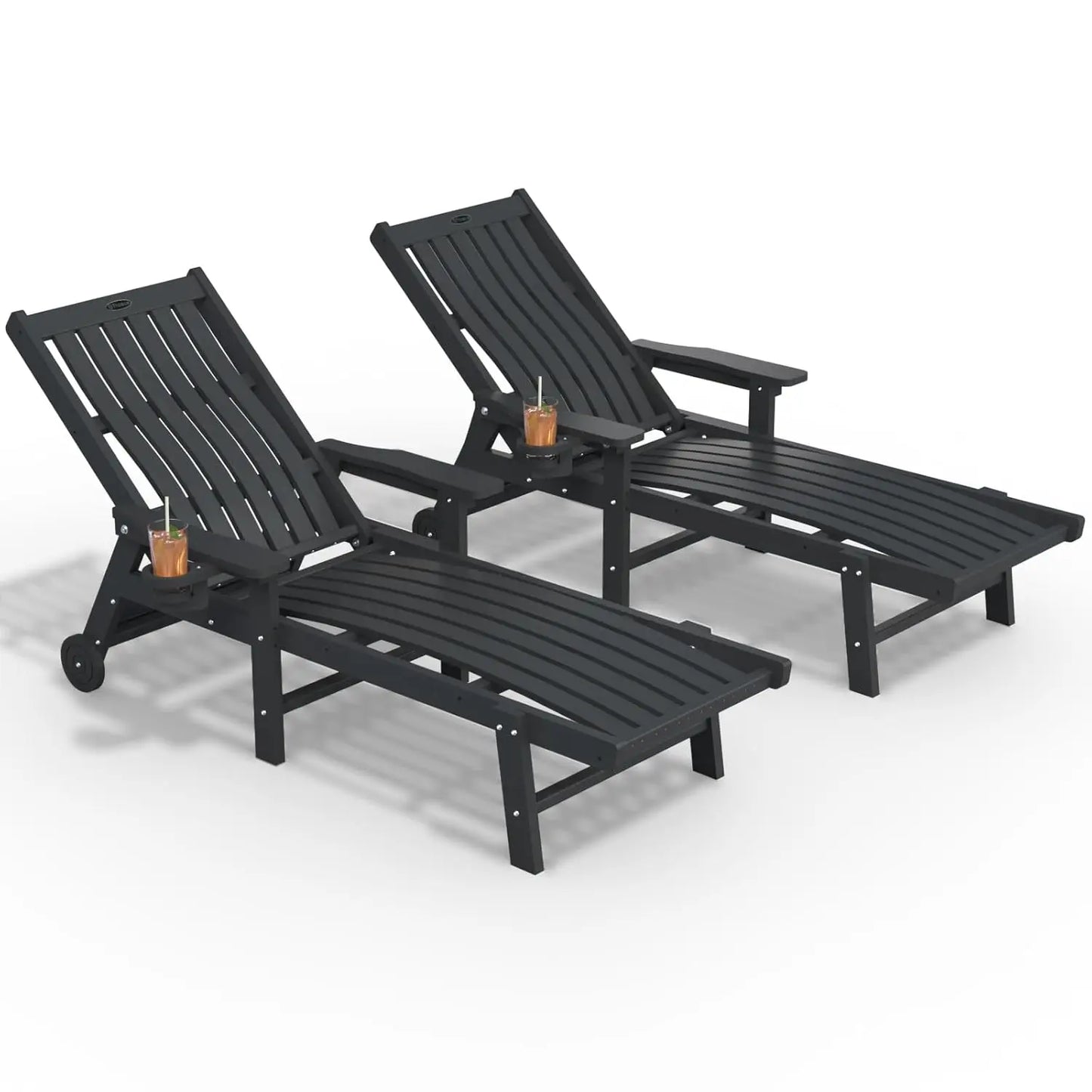 Patio Chaise Lounge Chairs Outdoor With 5 Positions HDPE