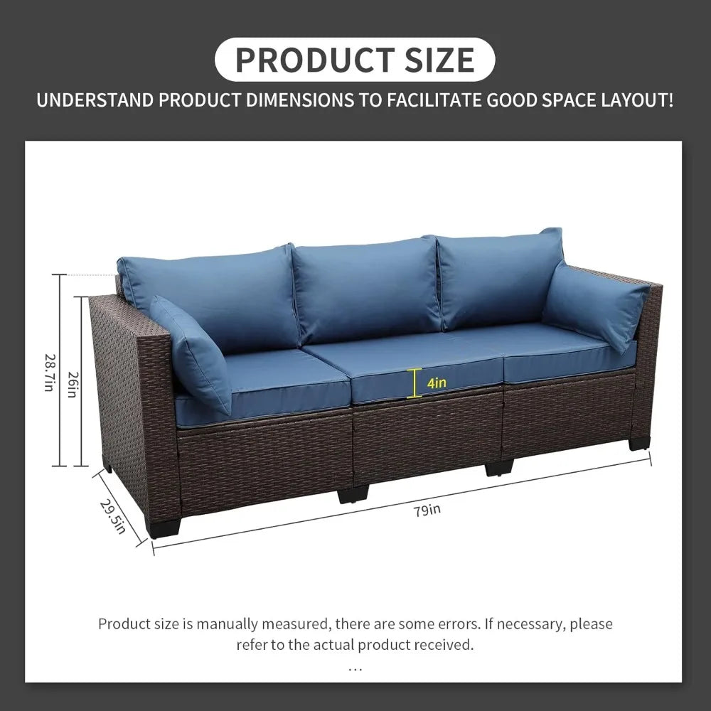 3 Seat Outdoor Wicker Sofa Rattan Frame With Cover