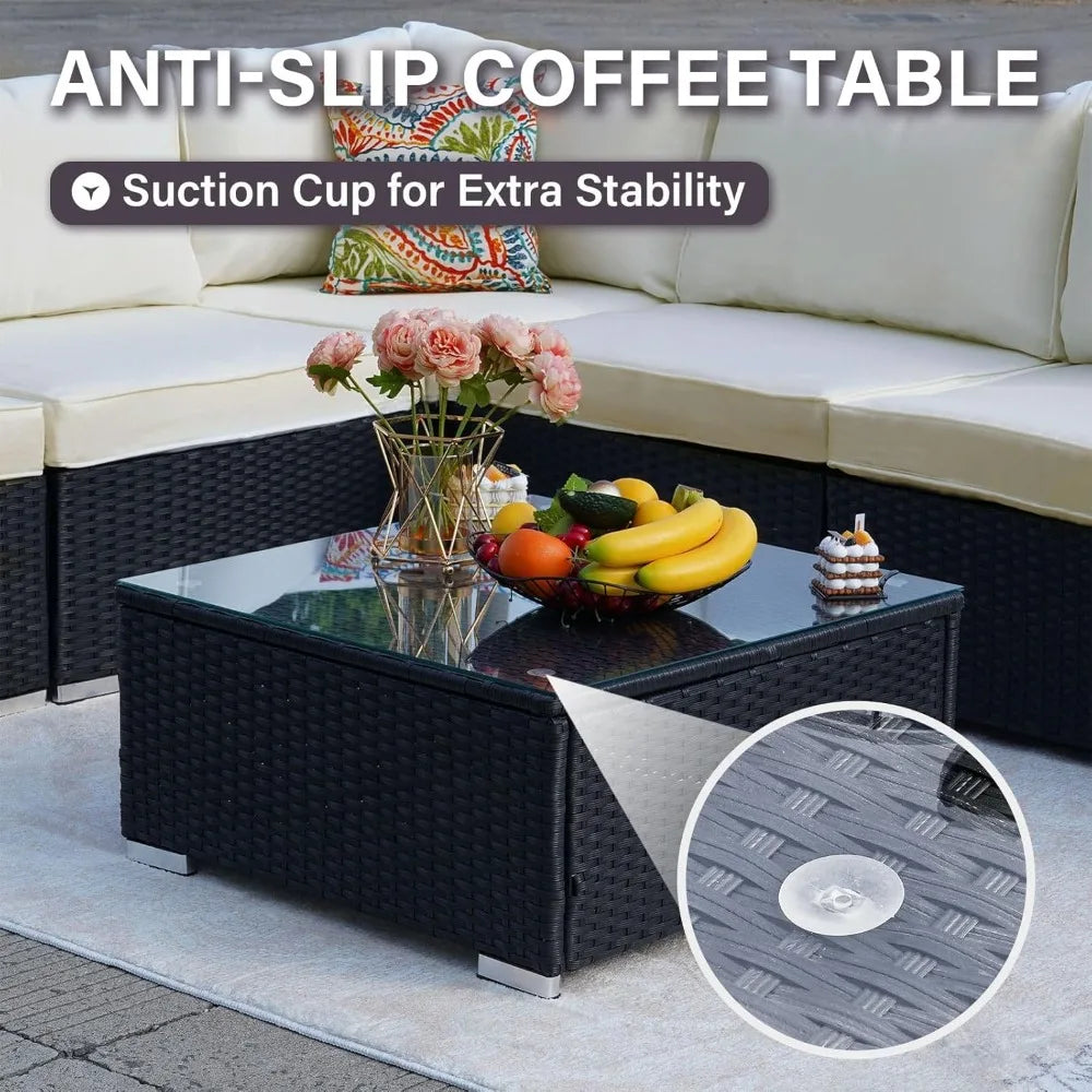 Outdoor Patio Furniture Set Handwoven All Weather Rattan Waterproof Cushions