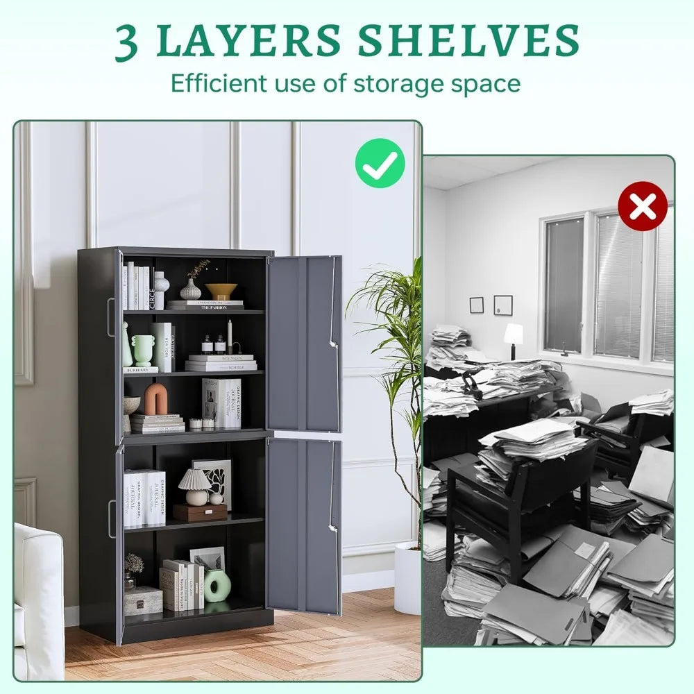 Metal Storage Cabinet with Lockable Door And Adjustable Shelves for Home Office Warehouse Steel Tool Locker Customized