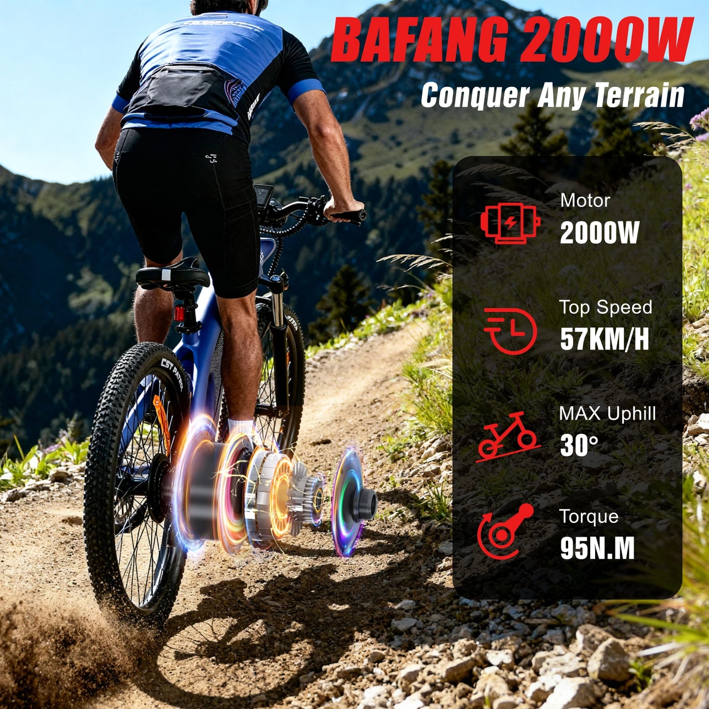 HX Q5 2000W Electric Mountain Bike 48V 20Ah Off Road