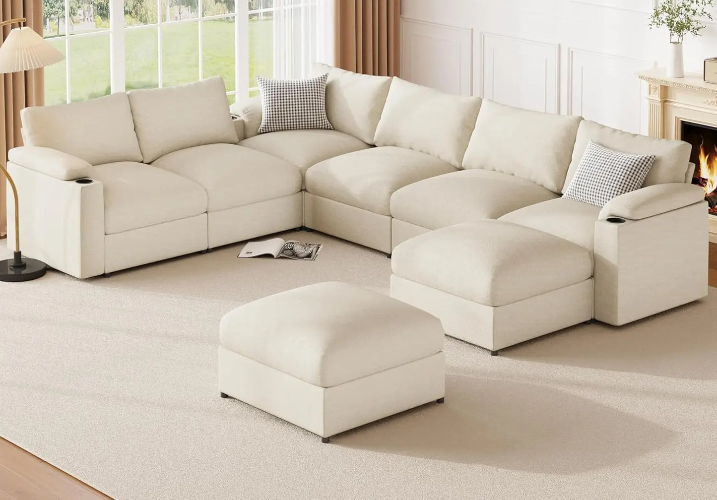 Velvet Modular Sectional Sofa U Shaped Convertible Sleeper Chaise