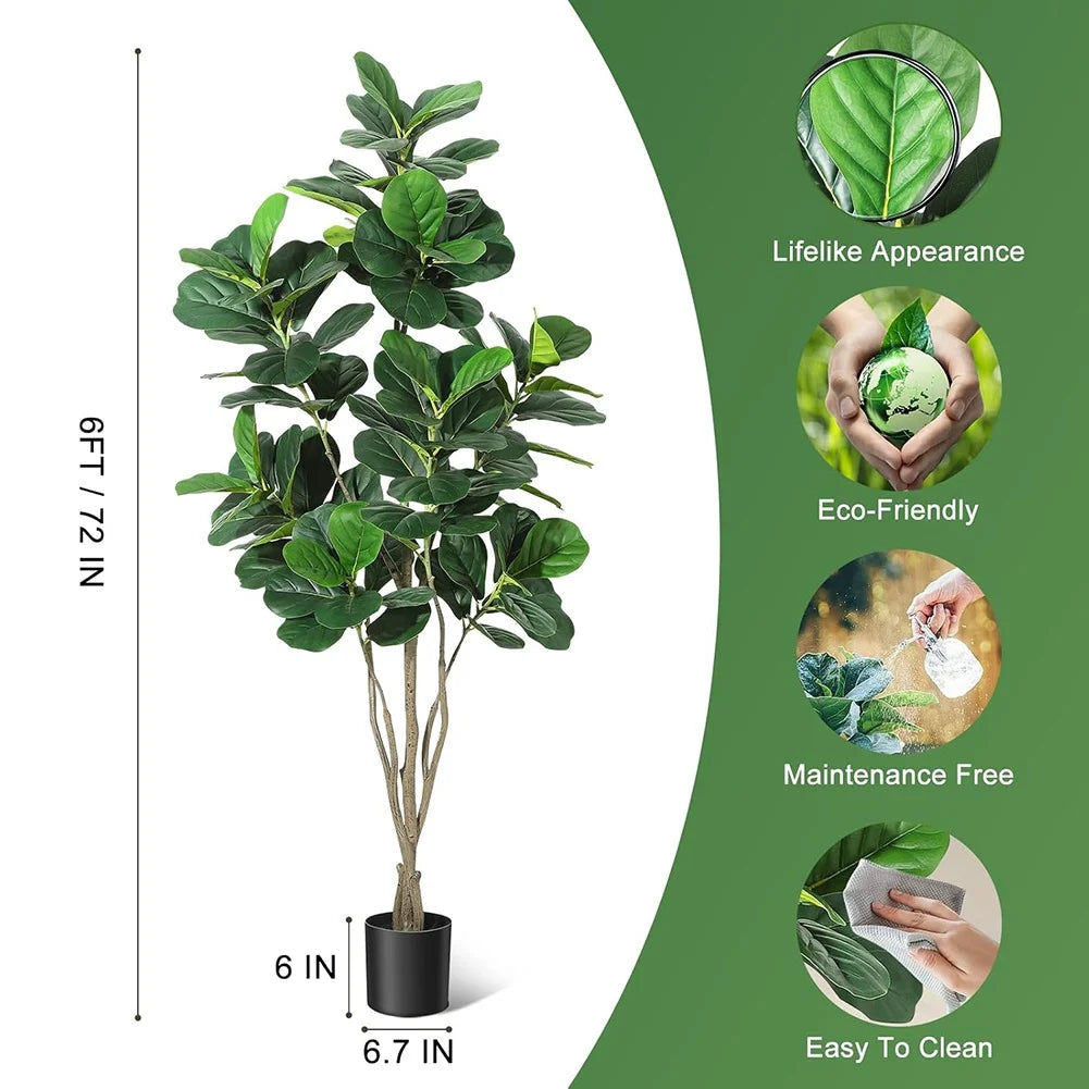HiMISSCN Artificial Fiddle Leaf Fig Tree For Indoor Home Decor