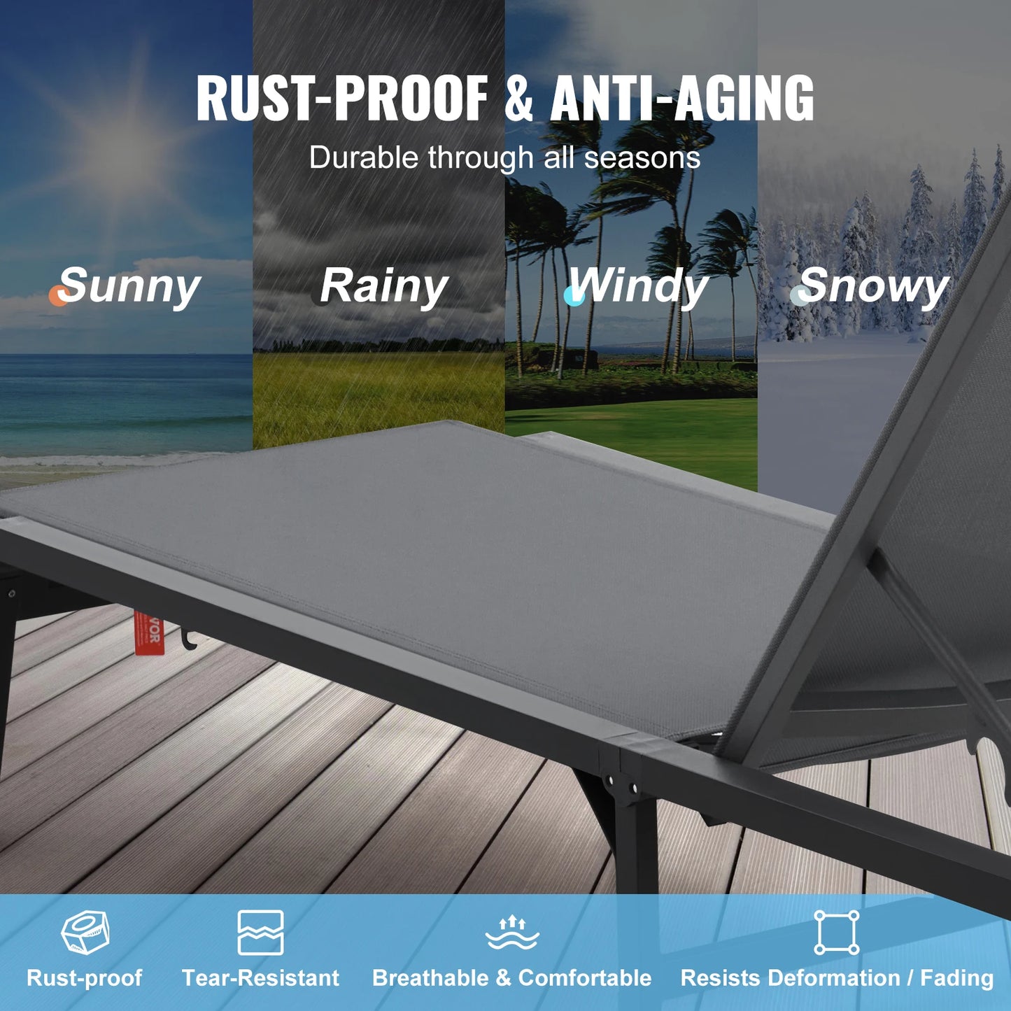 Chaise Lounge Chair Outdoor Aluminum Patio Folding Pool Recliner