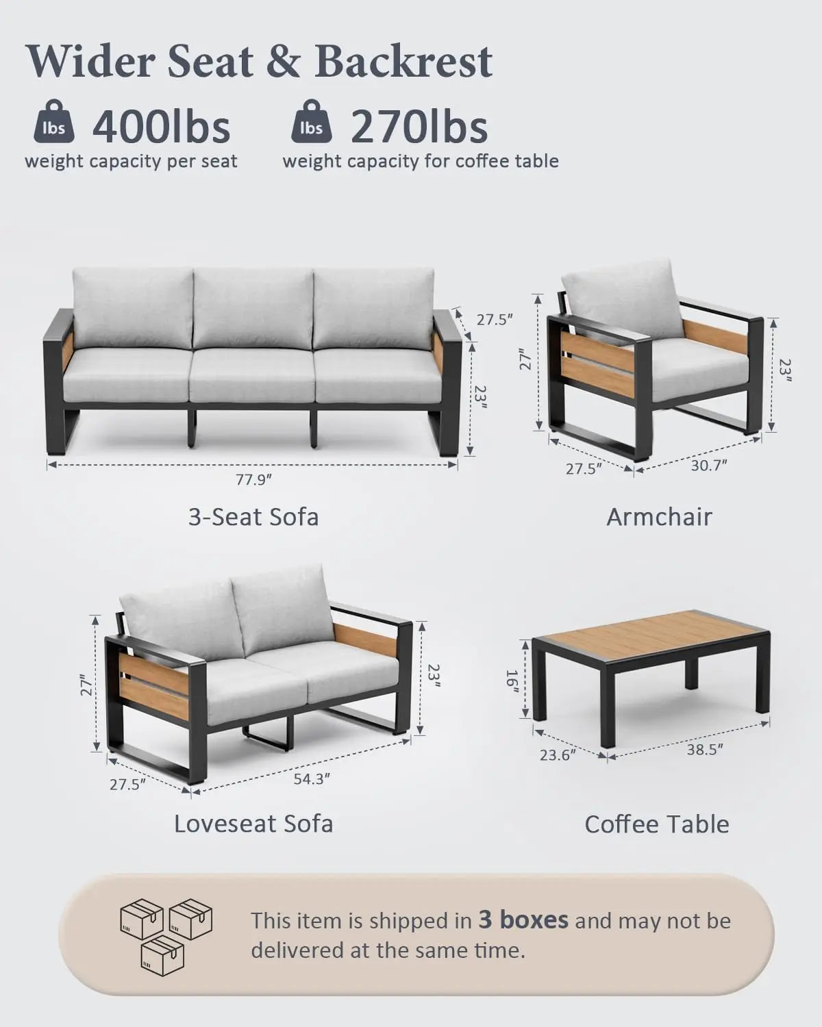 Modern Outdoor Aluminum Armchairs Set For All Weather Use