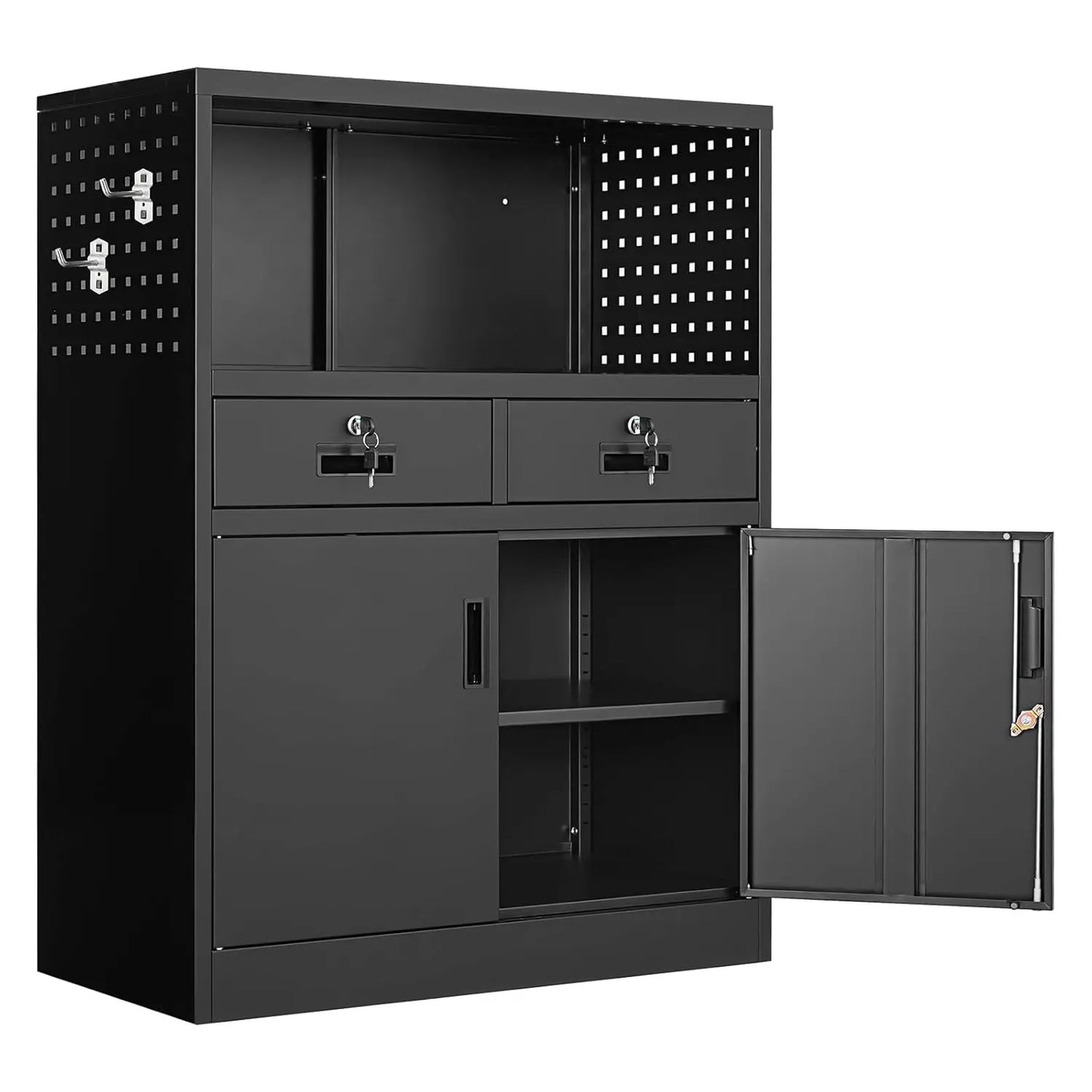 Metal Storage Cabinet with Drawers and Locking Doors,- Steel Lockable Storage Cabinet with Shelves for Home, Customized